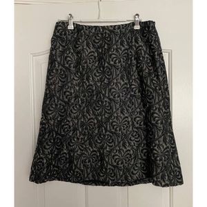 Ann Taylor Black + Silver Brocade A-Line Skirt Women's 4